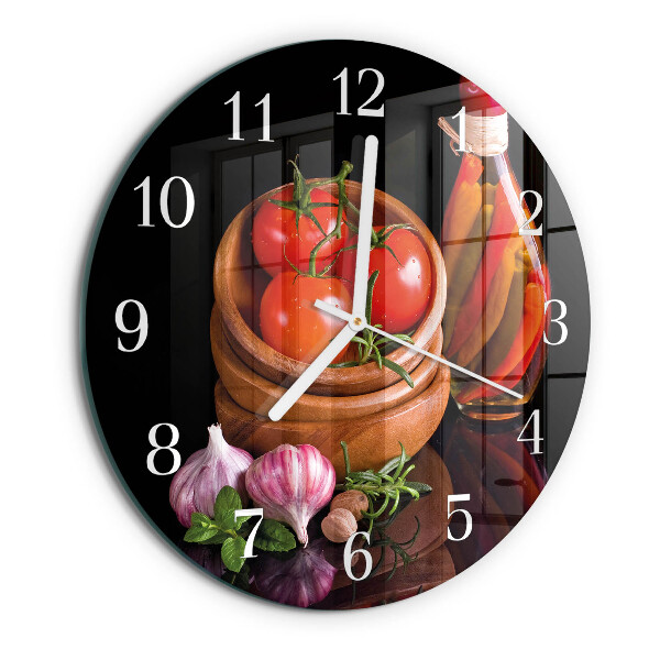 Reloj de pared redondo Tomates y ajo