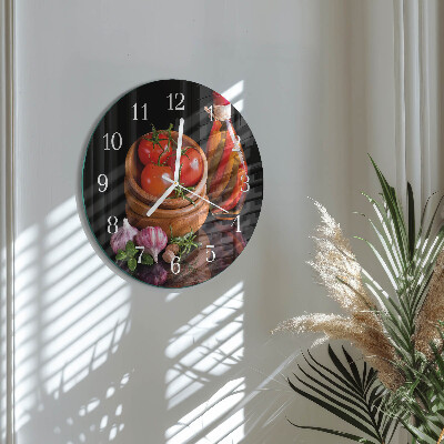 Reloj de pared redondo Tomates y ajo