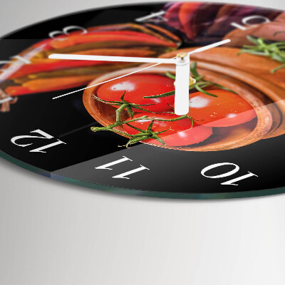 Reloj de pared redondo Tomates y ajo