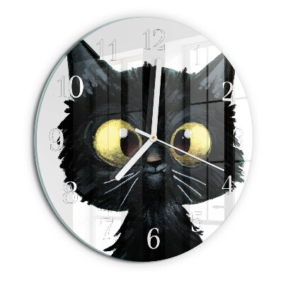 Reloj de pared redondo gato negro