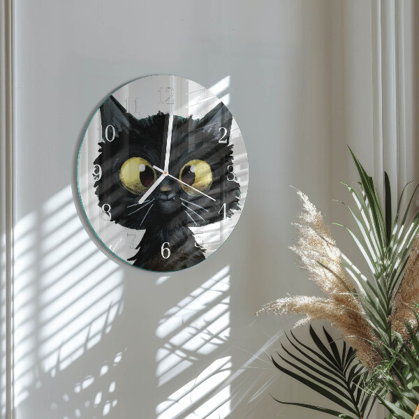 Reloj de pared redondo gato negro
