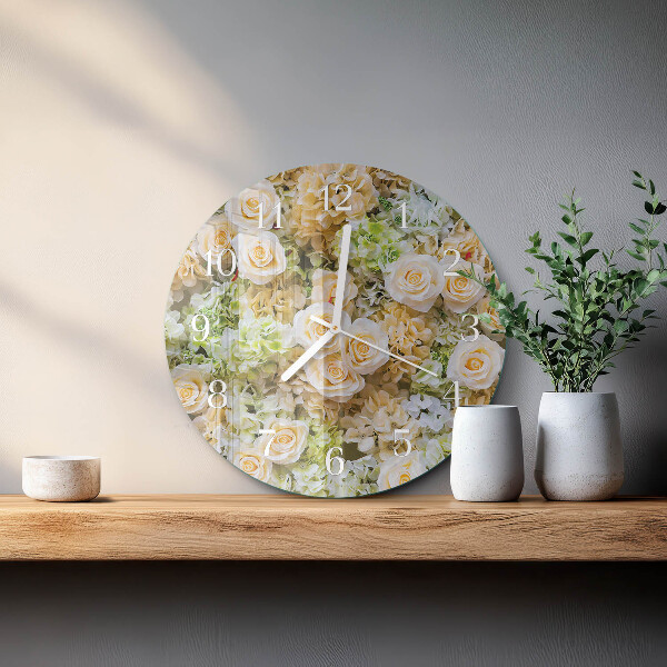 Reloj de pared redondo Flores elegantes
