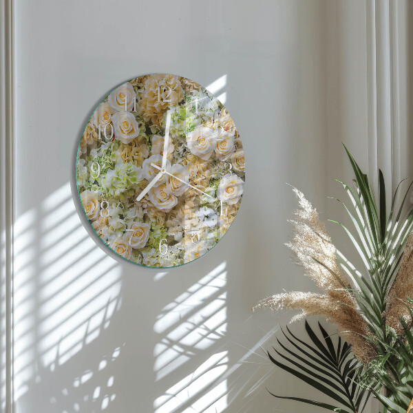 Reloj de pared redondo Flores elegantes