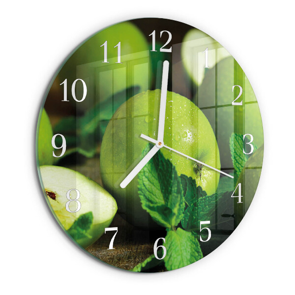 Reloj de pared redondo manzanas verdes