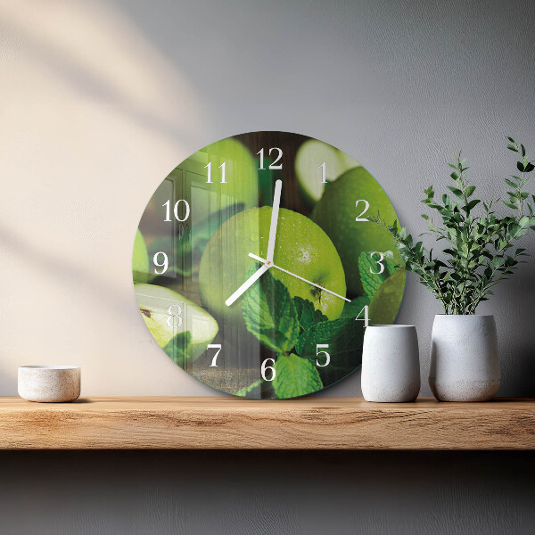 Reloj de pared redondo manzanas verdes
