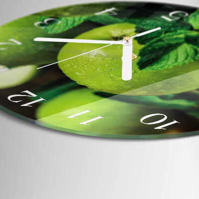 Reloj de pared redondo manzanas verdes