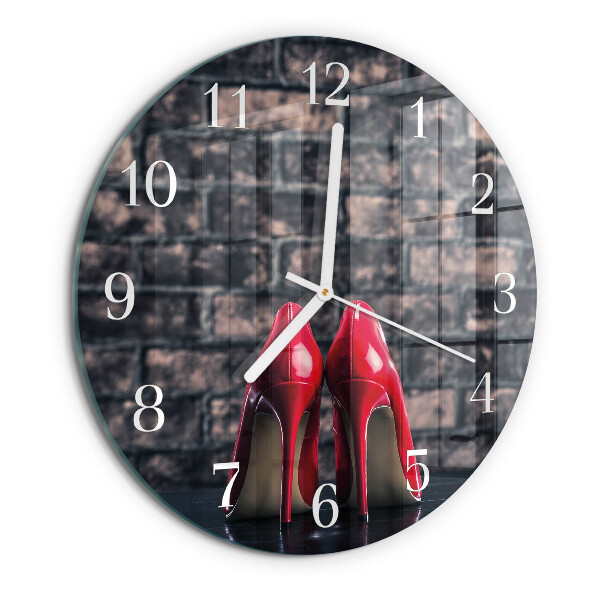 Reloj de pared redondo tacones altos rojos