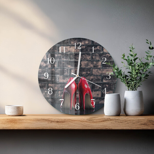 Reloj de pared redondo tacones altos rojos