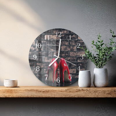 Reloj de pared redondo tacones altos rojos