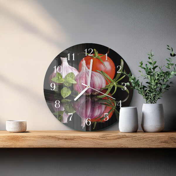 Reloj de pared redondo Tomate y ajo