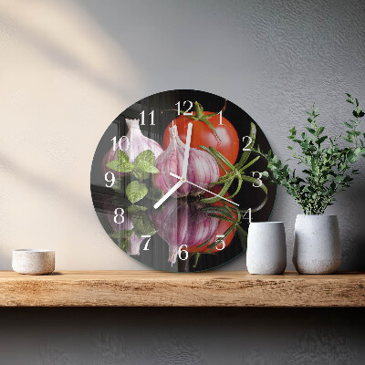 Reloj de pared redondo Tomate y ajo