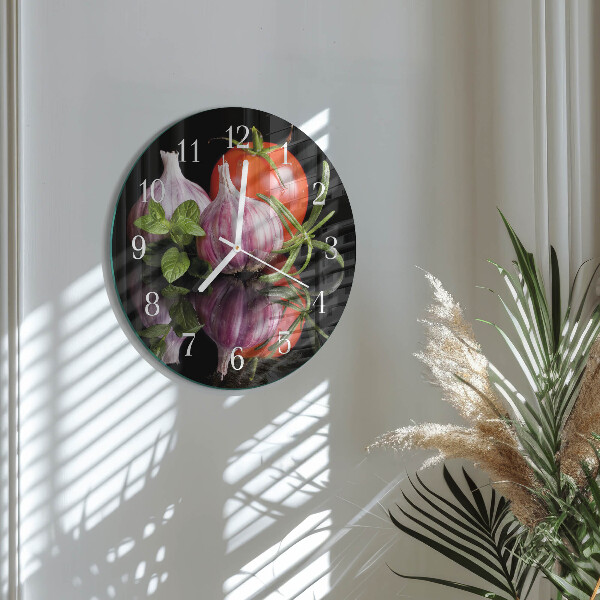 Reloj de pared redondo Tomate y ajo