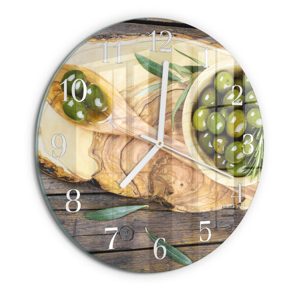 Reloj de pared redondo Madera de olivo