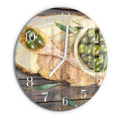 Reloj de pared redondo Madera de olivo