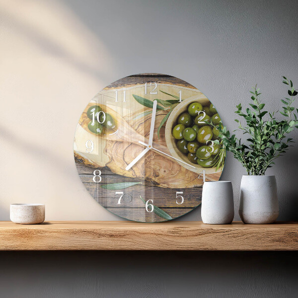 Reloj de pared redondo Madera de olivo