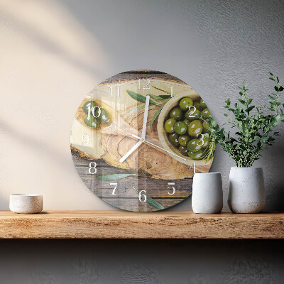 Reloj de pared redondo Madera de olivo