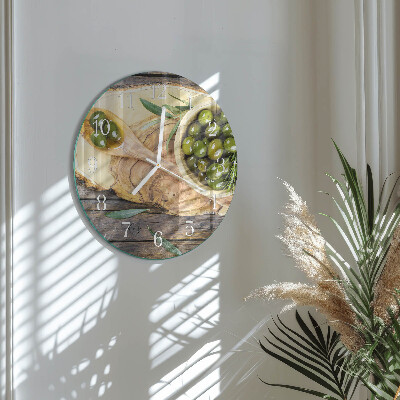 Reloj de pared redondo Madera de olivo