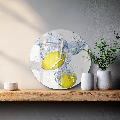 Reloj de pared redondo Limones en agua