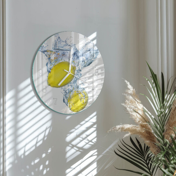 Reloj de pared redondo Limones en agua