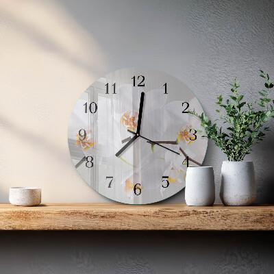 Reloj de pared redondo Orquídea