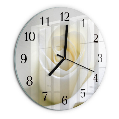Reloj de pared redondo Rosa blanca