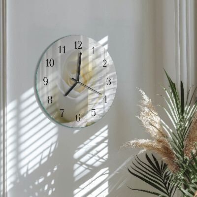 Reloj de pared redondo Rosa blanca