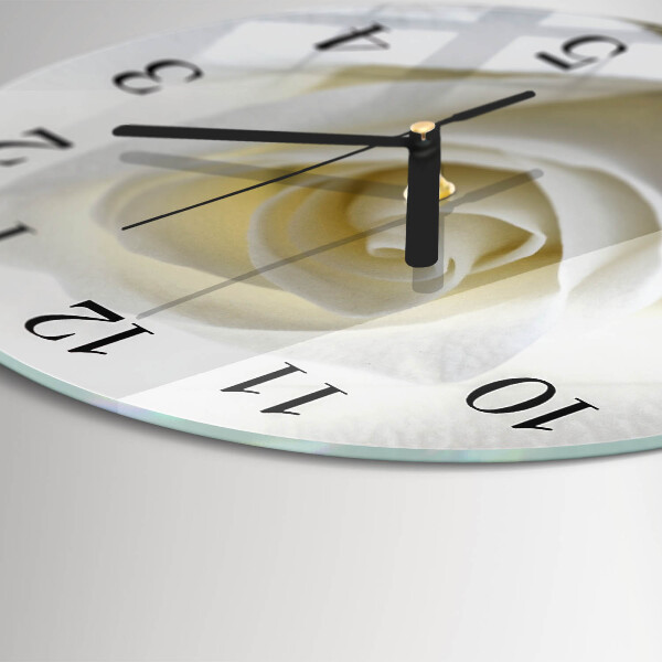 Reloj de pared redondo Rosa blanca