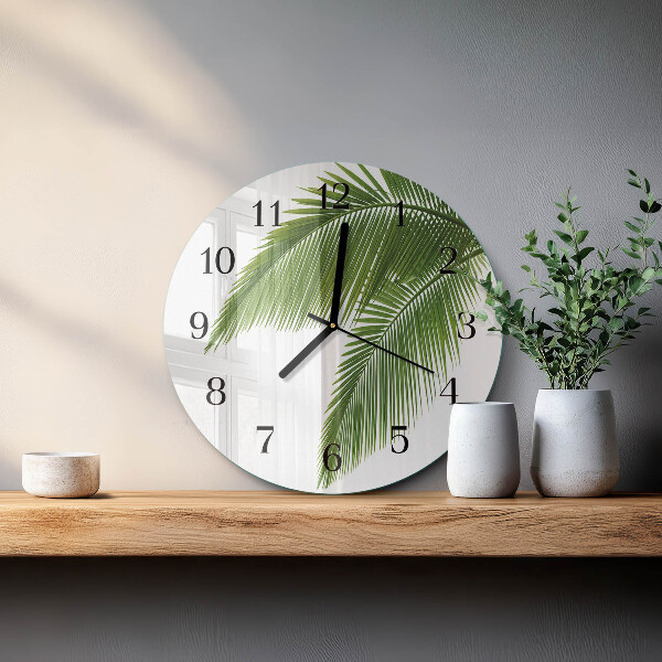 Reloj de pared redondo hojas de palma