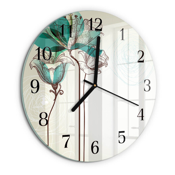 Reloj de pared redondo Flores antiguas
