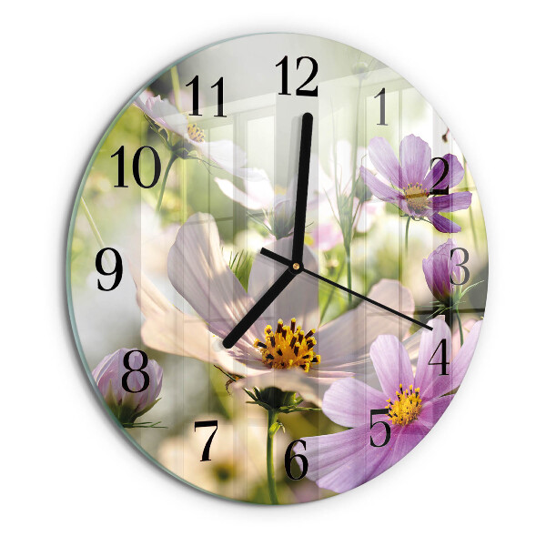 Reloj de pared redondo Flores de cosmos