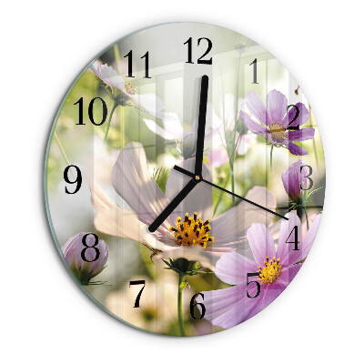 Reloj de pared redondo Flores de cosmos
