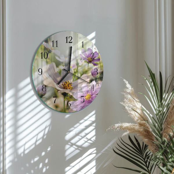 Reloj de pared redondo Flores de cosmos