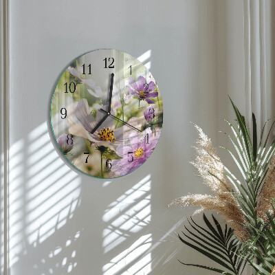 Reloj de pared redondo Flores de cosmos