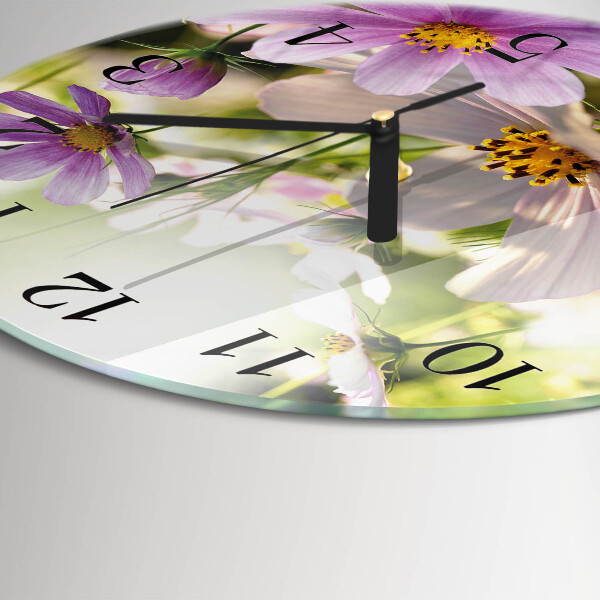 Reloj de pared redondo Flores de cosmos