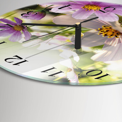 Reloj de pared redondo Flores de cosmos