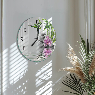 Reloj de pared redondo Piedras de orquídeas