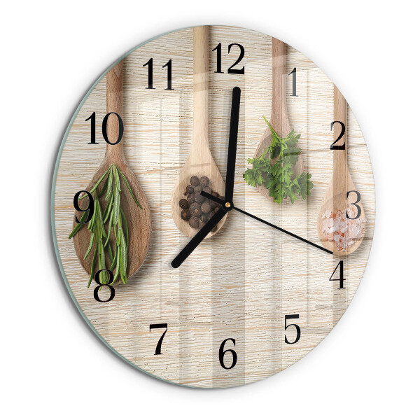Reloj de pared redondo Cuchara de madera