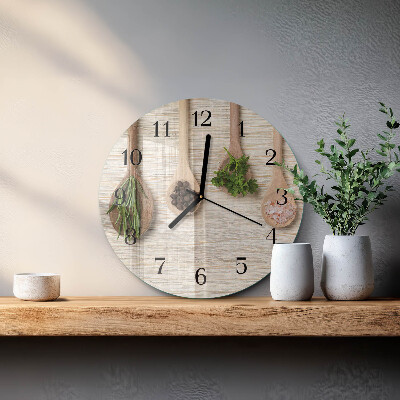 Reloj de pared redondo Cuchara de madera