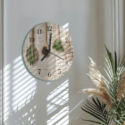 Reloj de pared redondo Cuchara de madera