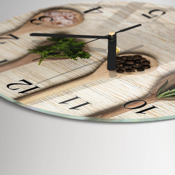 Reloj de pared redondo Cuchara de madera