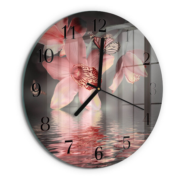 Reloj de pared redondo Orquídea
