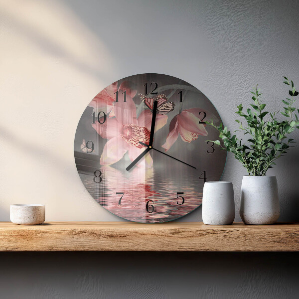 Reloj de pared redondo Orquídea