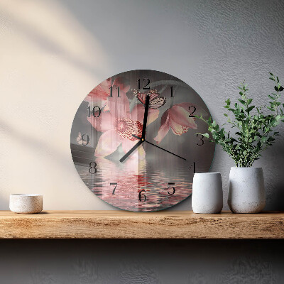 Reloj de pared redondo Orquídea