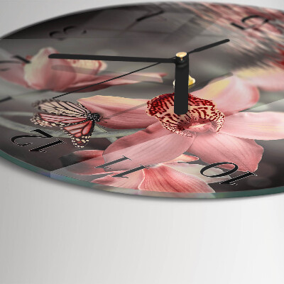 Reloj de pared redondo Orquídea