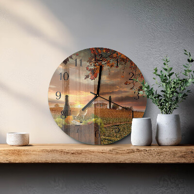 Reloj de pared redondo Vino Naturaleza