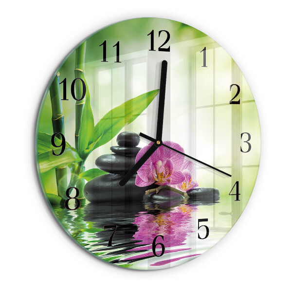 Reloj de pared redondo Orquídea de spa