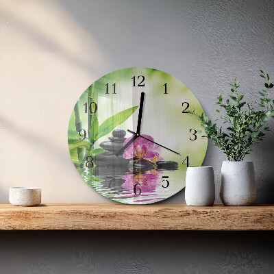 Reloj de pared redondo Orquídea de spa