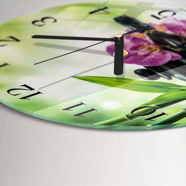 Reloj de pared redondo Orquídea de spa