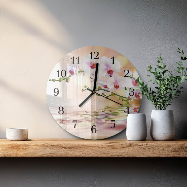 Reloj de pared redondo Orquídea