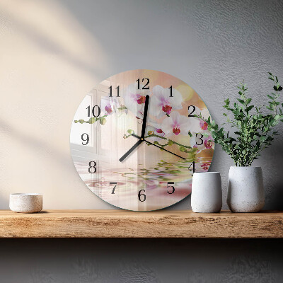 Reloj de pared redondo Orquídea